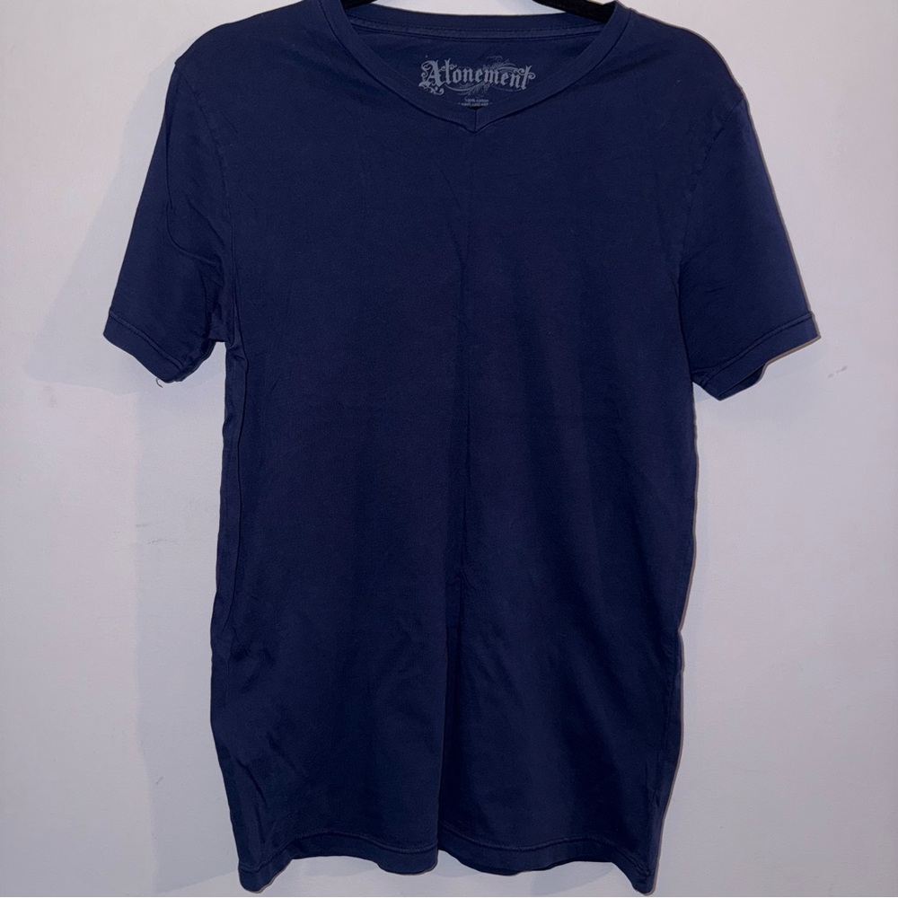 Atonement men’s size small short sleeve shirt blue